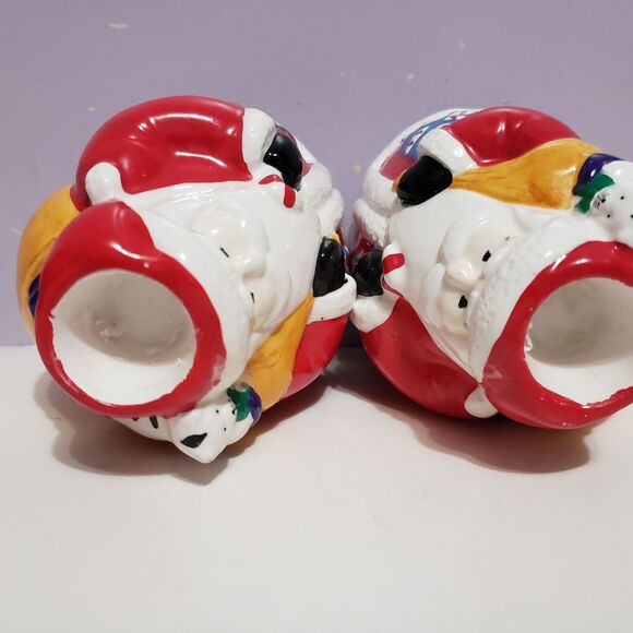 Cookk's Bazaar Vintage Set of Santa Candle Holders  Christmas In Box - Picture 10 of 12